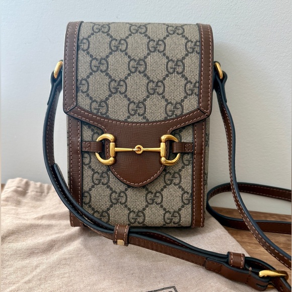 Gucci Handbags - GUCCI 🐎 GG Supreme Canvas Horsebit 1955 Mini Crossbody Bag